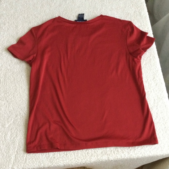 Vintage The Limited Short Sleeves Crew Neck Top Red w/ Sheen - Sz Small - Picture 6 of 11